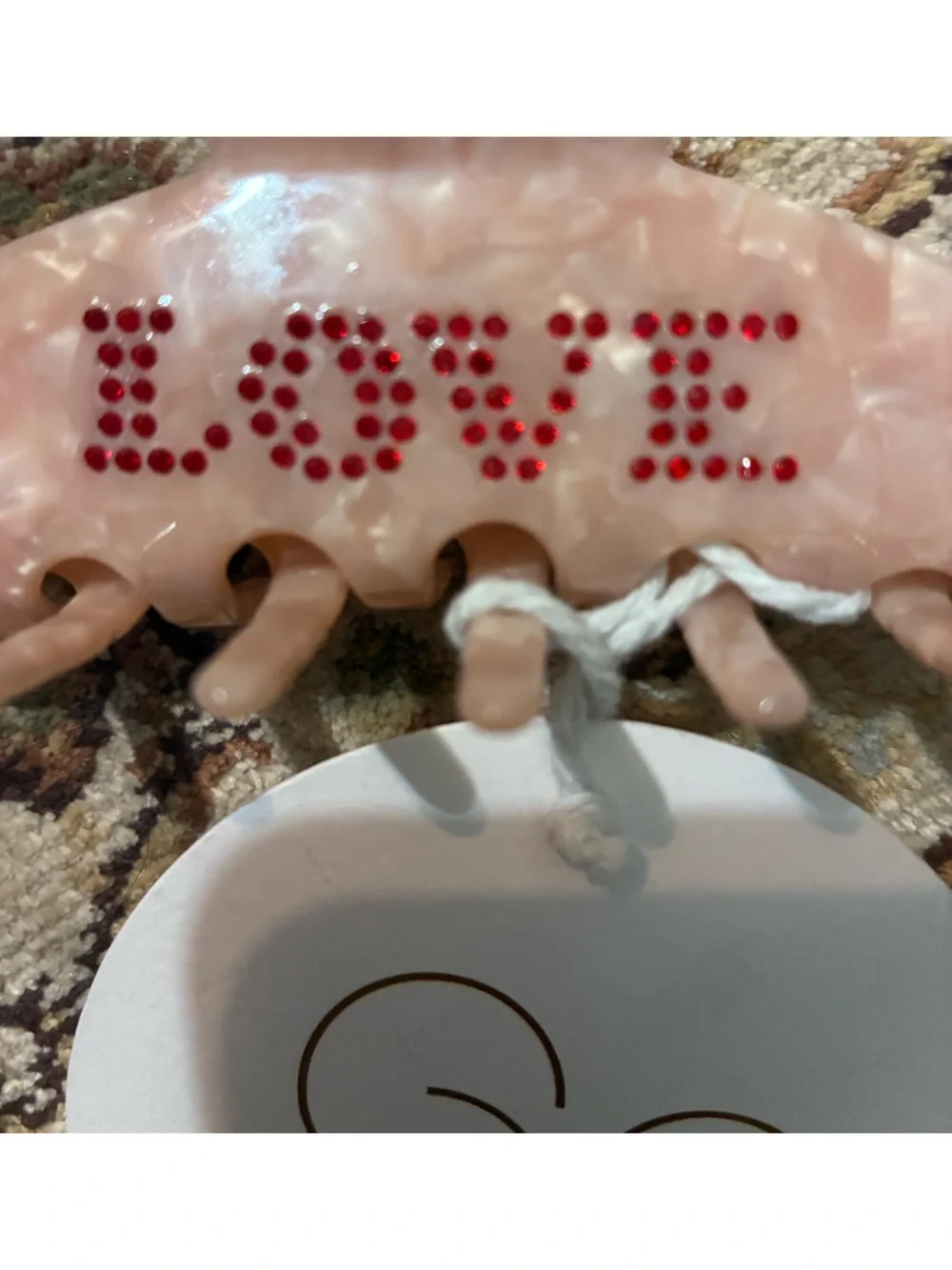 Pink 'LOVE' Rhinestone Hair Claw